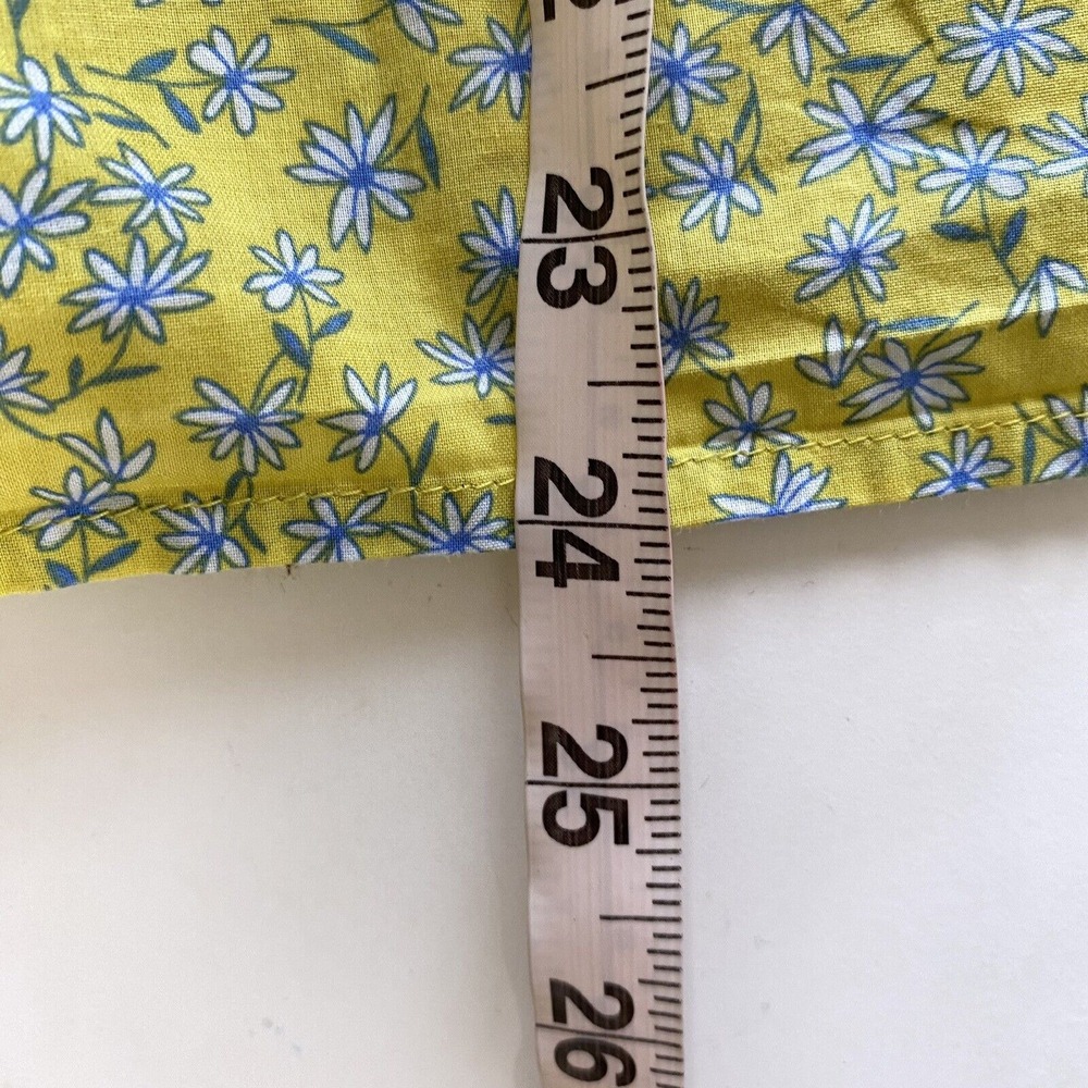 J‎ Crew Babydoll Top S Yellow Ditzy Floral Shirred Boho Blouse Flutter Sleeve - Picture 5 of 7